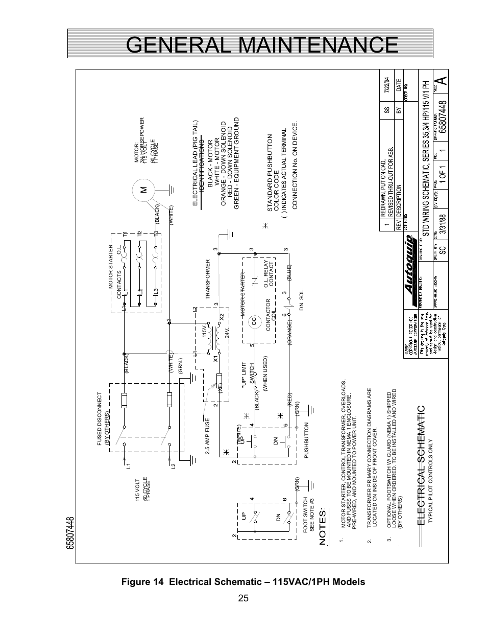 General maintenance, Electrical schematic | Autoquip AUTO-TILT PORTABLE TILTER User Manual | Page 25 / 31