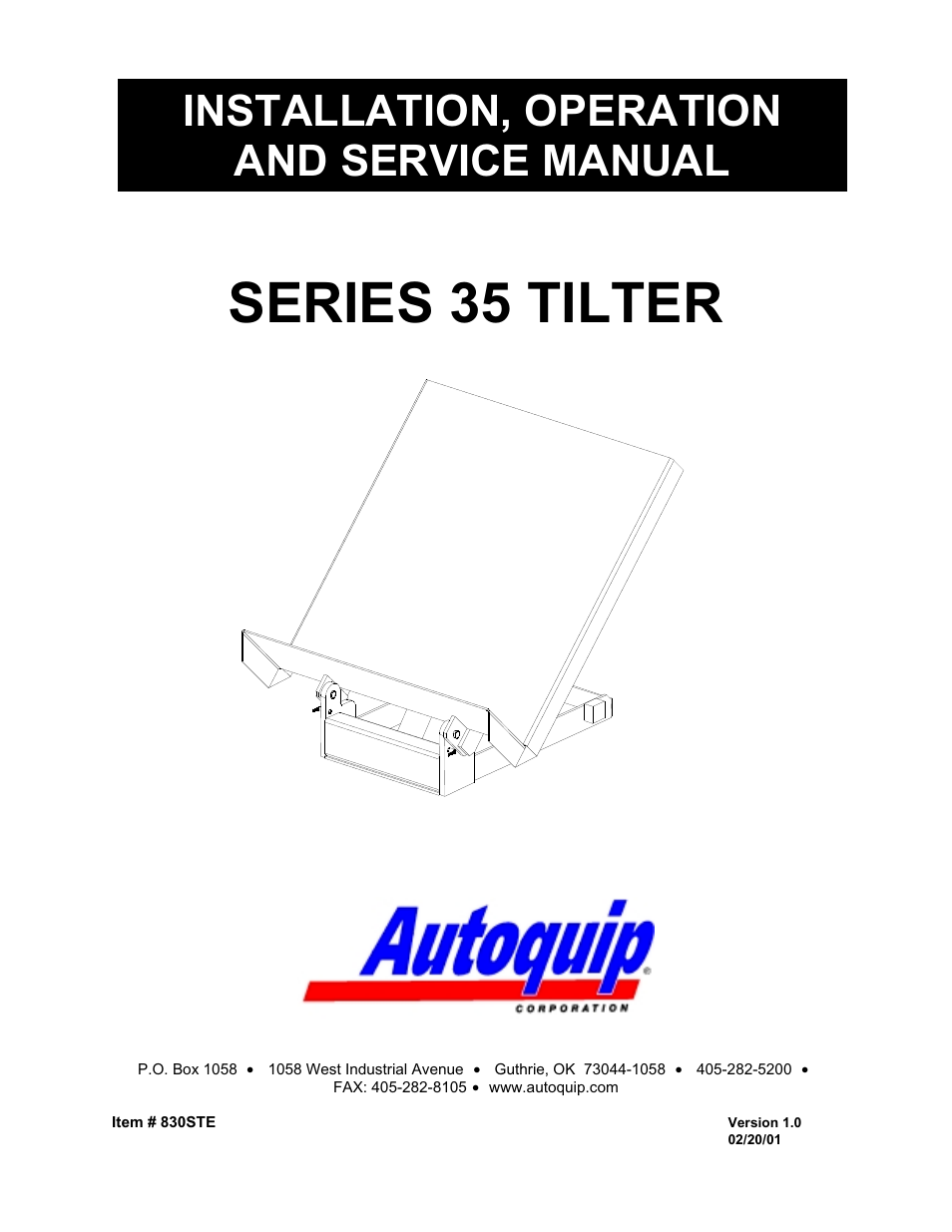 Autoquip SERIES 35 TILTERS User Manual | 35 pages
