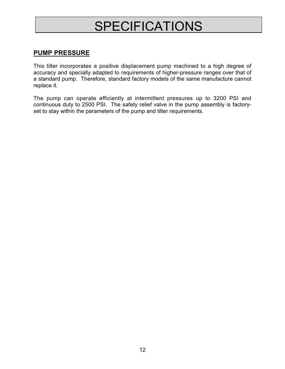 Specifications | Autoquip SERIES 35 TILTERS User Manual | Page 12 / 35