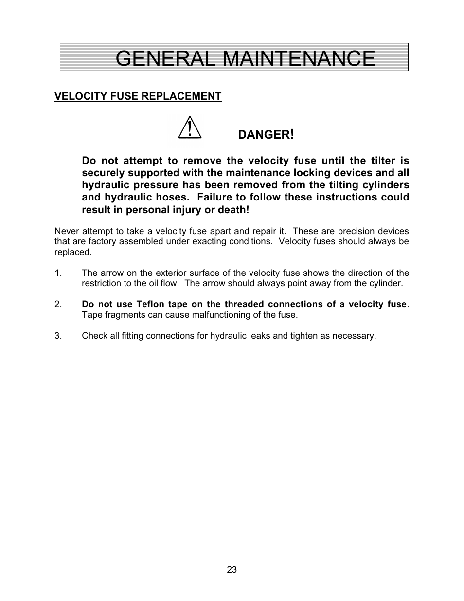 General maintenance | Autoquip SERIES 35 TILTERS User Manual | Page 23 / 35