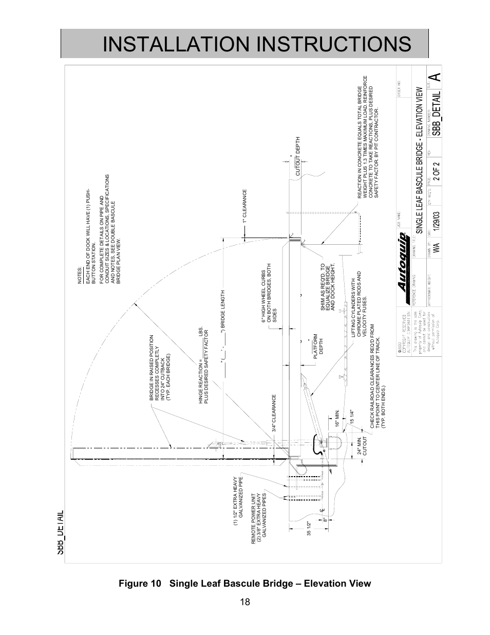 Installation instructions | Autoquip BASCULE BRIDGE - DOUBLE LEAF User Manual | Page 18 / 44