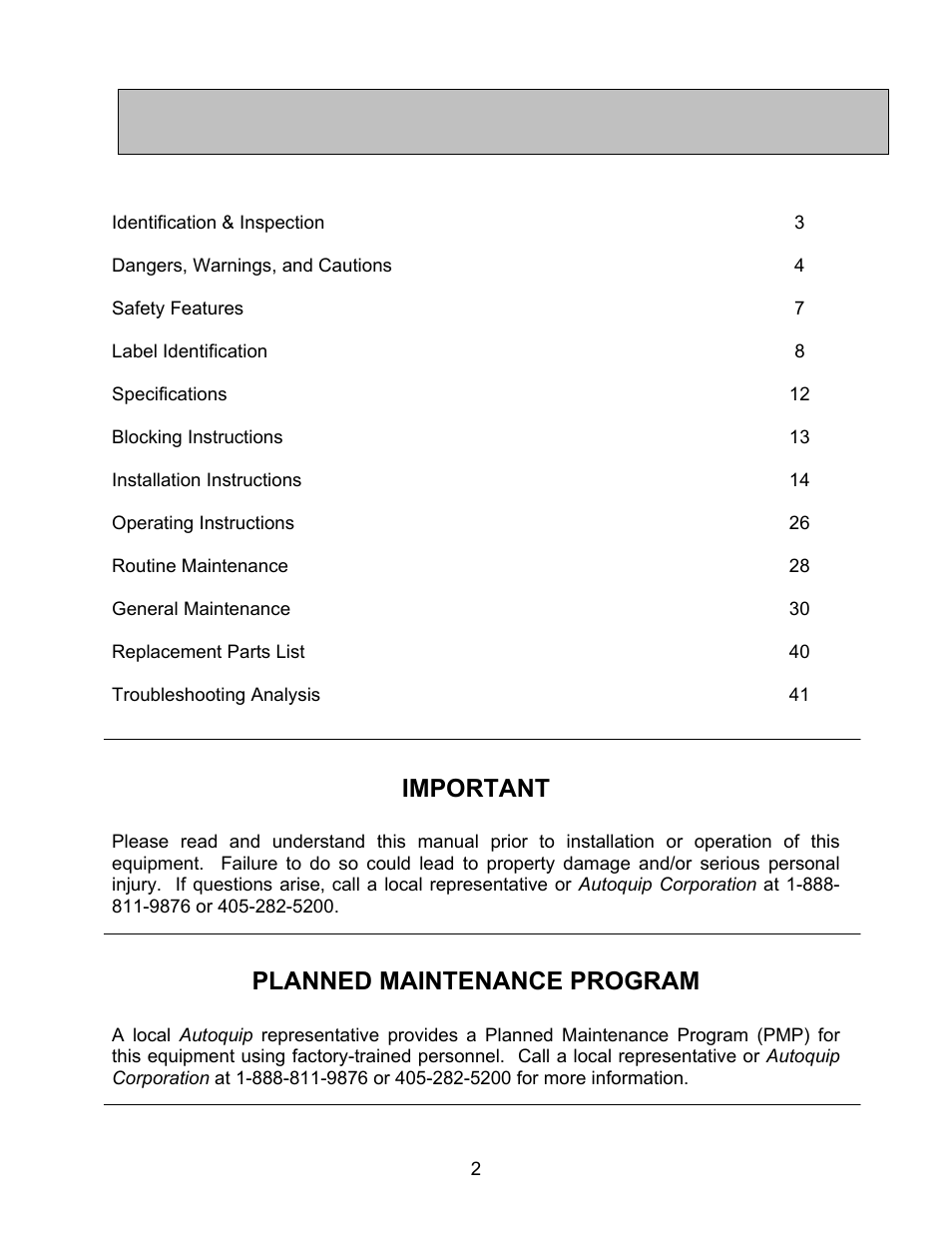 Autoquip BASCULE BRIDGE - DOUBLE LEAF User Manual | Page 2 / 44