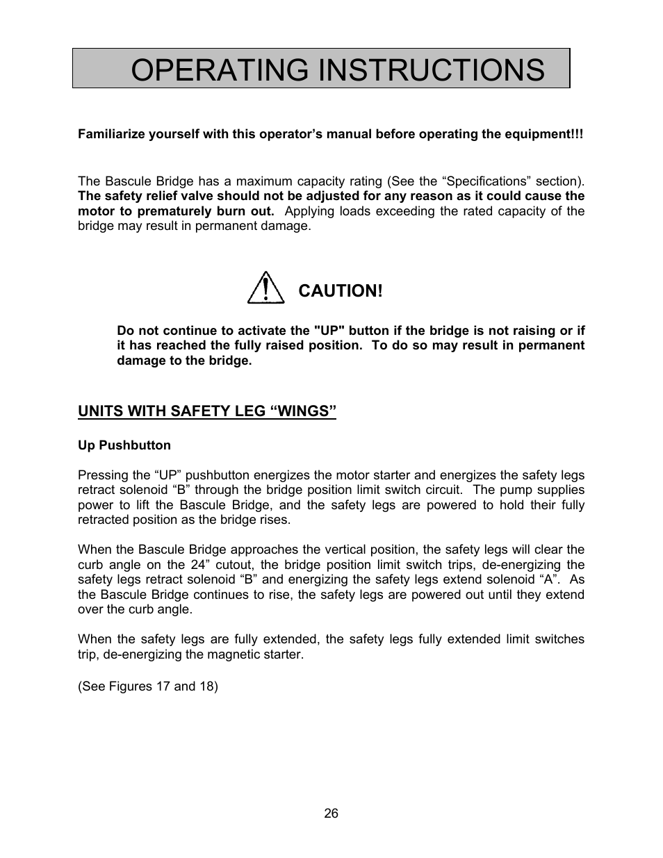 Operating instructions | Autoquip BASCULE BRIDGE - DOUBLE LEAF User Manual | Page 26 / 44