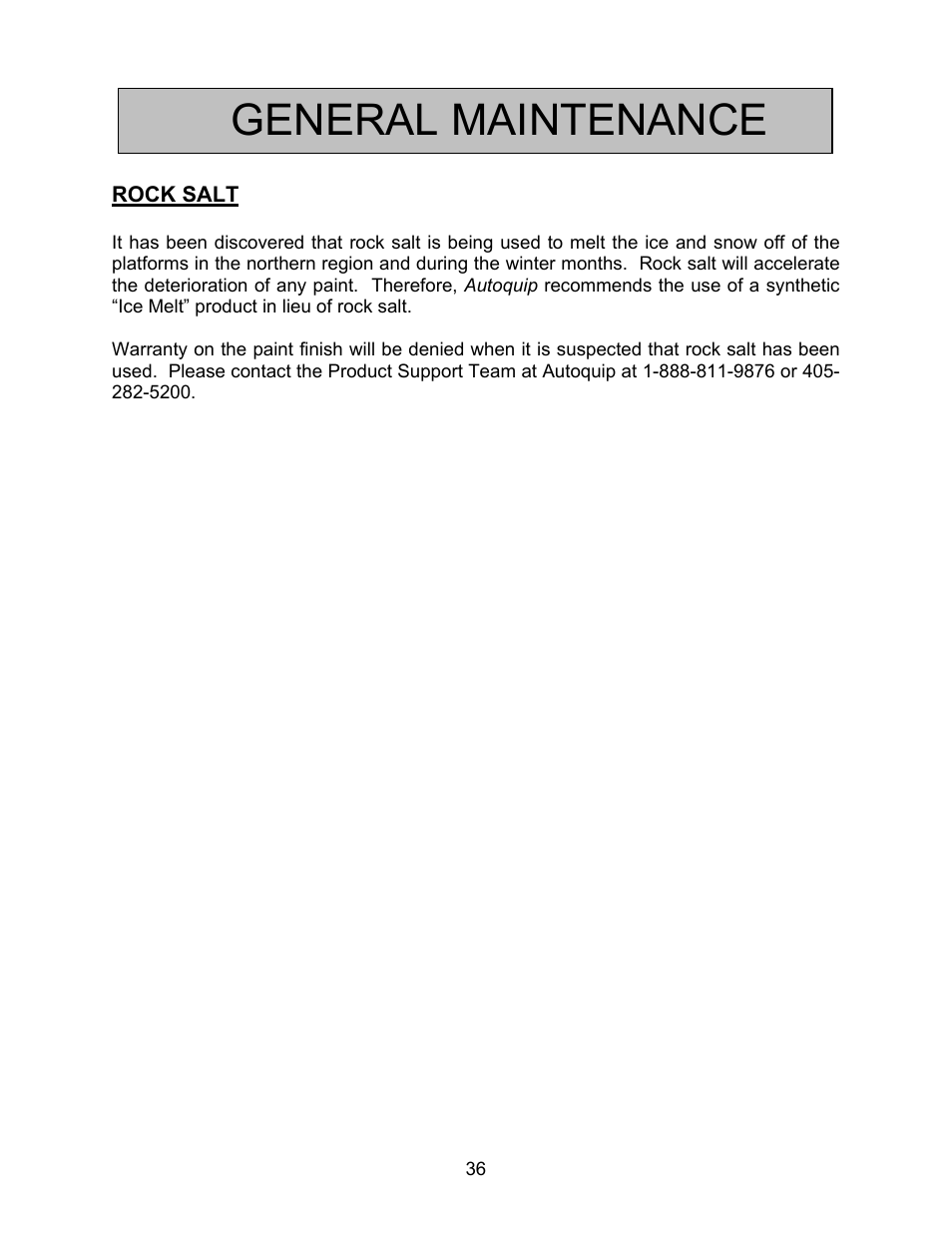 General maintenance | Autoquip BASCULE BRIDGE - DOUBLE LEAF User Manual | Page 36 / 44