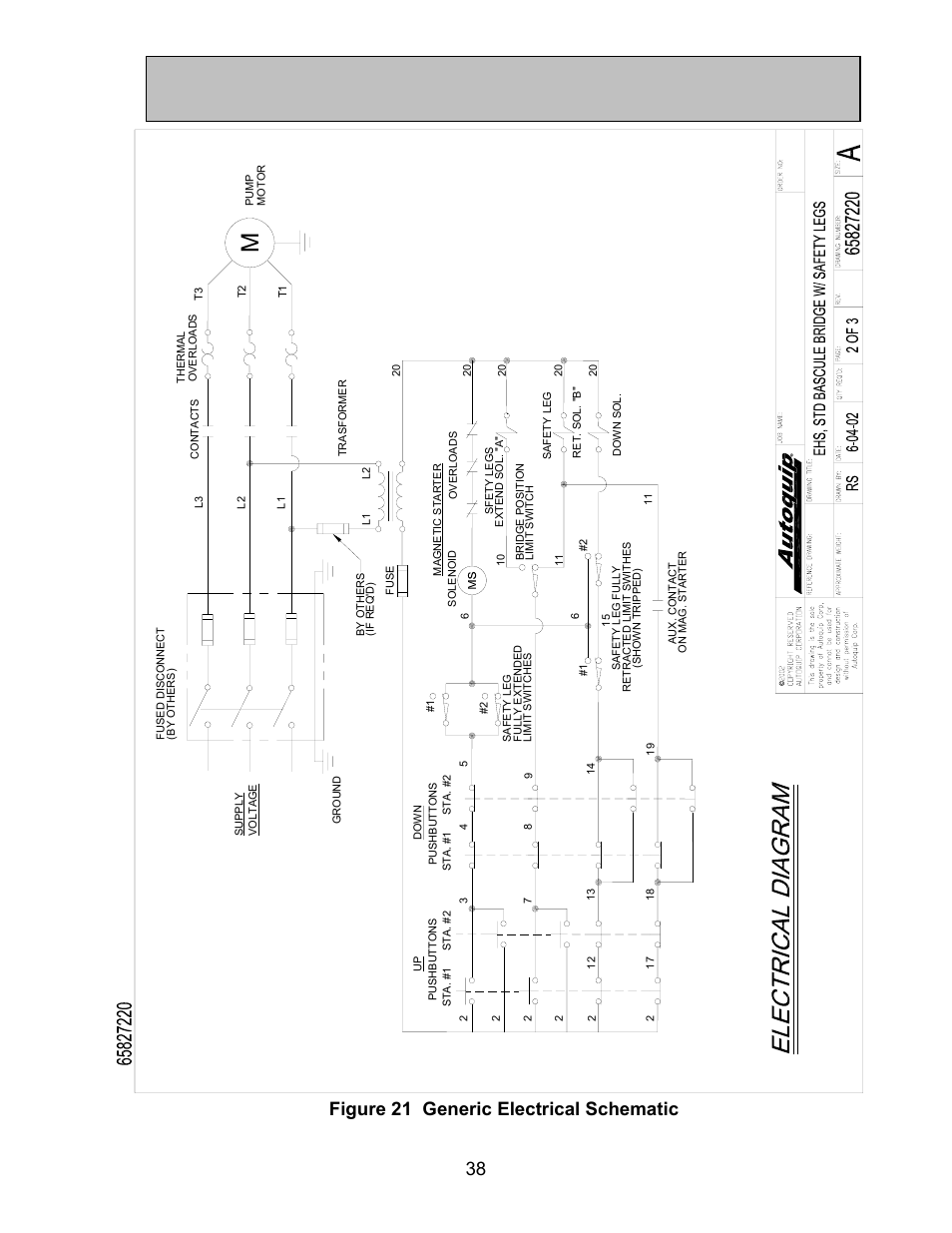 General maintenance, Figure 21 generic electrical schematic 38 | Autoquip BASCULE BRIDGE - DOUBLE LEAF User Manual | Page 38 / 44