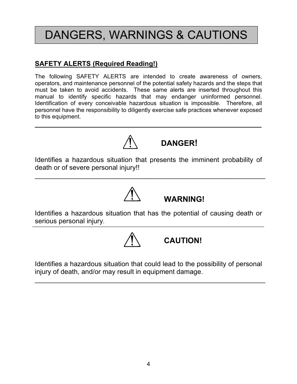 Dangers, warnings & cautions | Autoquip BASCULE BRIDGE - DOUBLE LEAF User Manual | Page 4 / 44