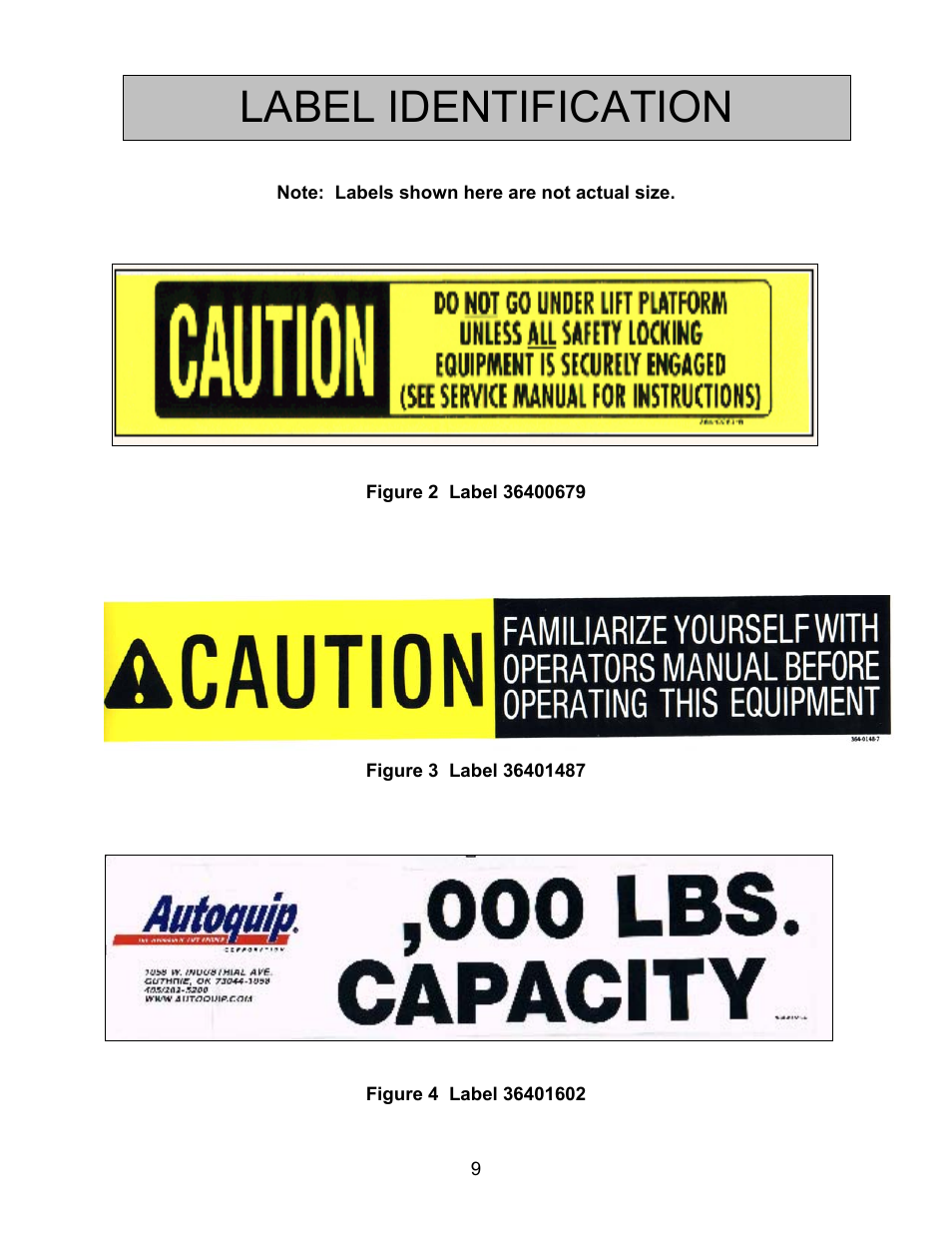 Label identification | Autoquip BASCULE BRIDGE - DOUBLE LEAF User Manual | Page 9 / 44