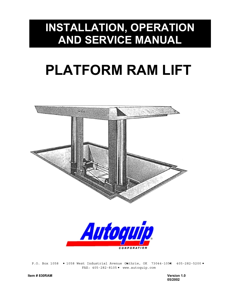 Autoquip VERTICAL RAM LIFTS - DUAL RAM User Manual | 37 pages