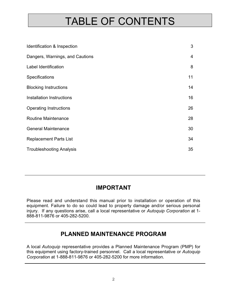 Autoquip VERTICAL RAM LIFTS - DUAL RAM User Manual | Page 2 / 37