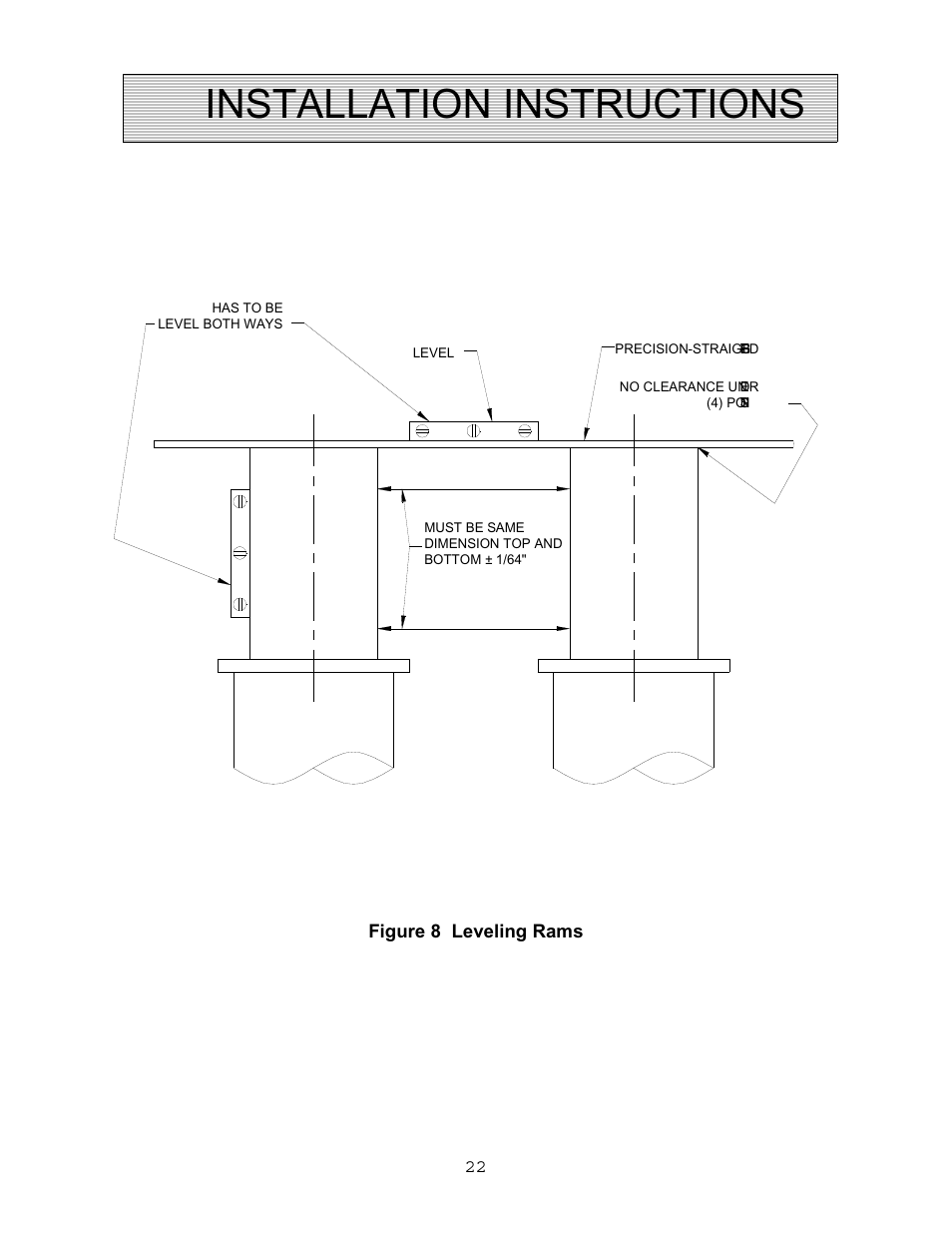 Installation instructions | Autoquip VERTICAL RAM LIFTS - DUAL RAM User Manual | Page 22 / 37