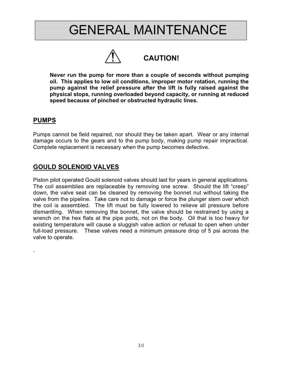 General maintenance | Autoquip VERTICAL RAM LIFTS - DUAL RAM User Manual | Page 30 / 37