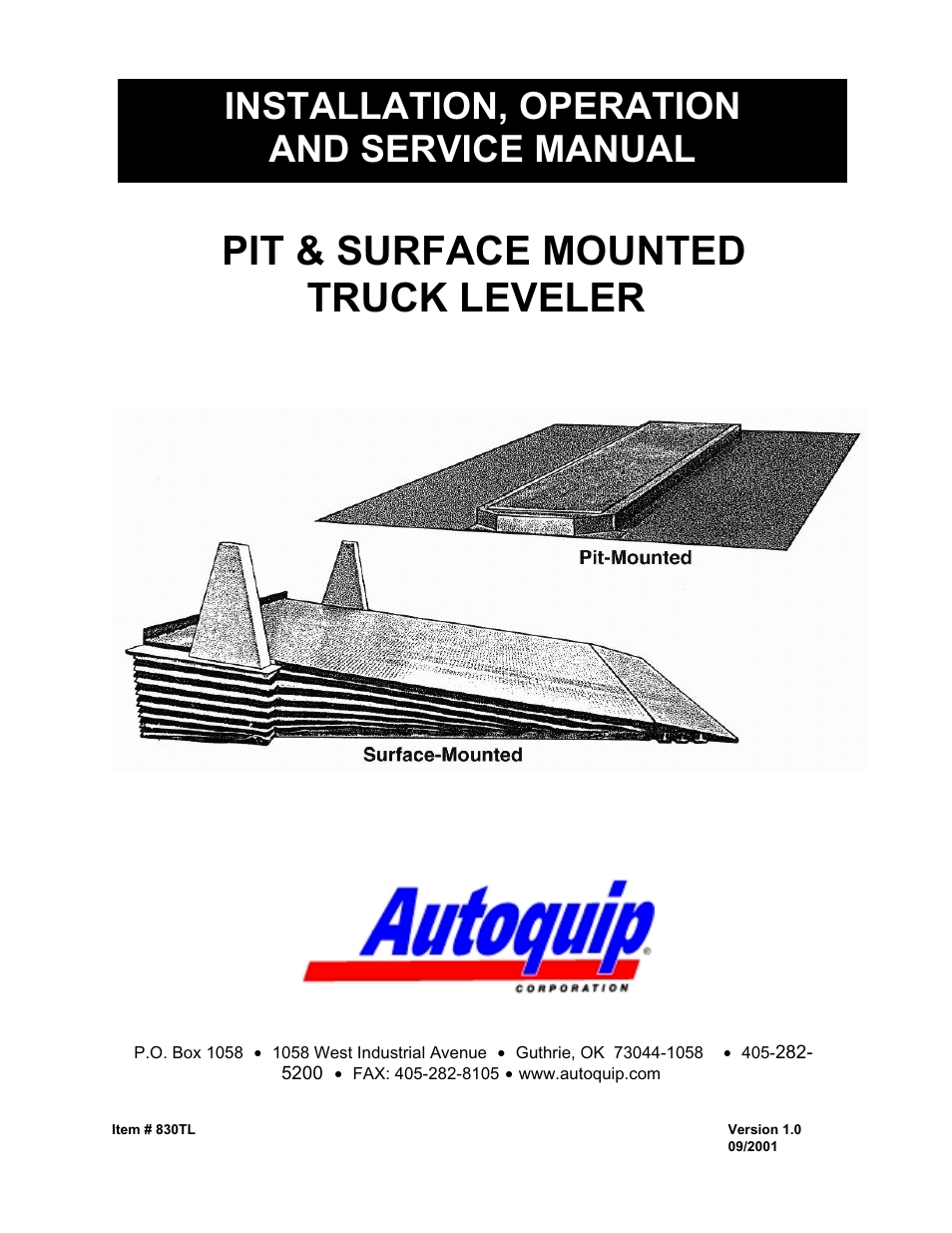 Autoquip TRUCK LEVELER - SHALLOW PIT MOUNT User Manual | 53 pages