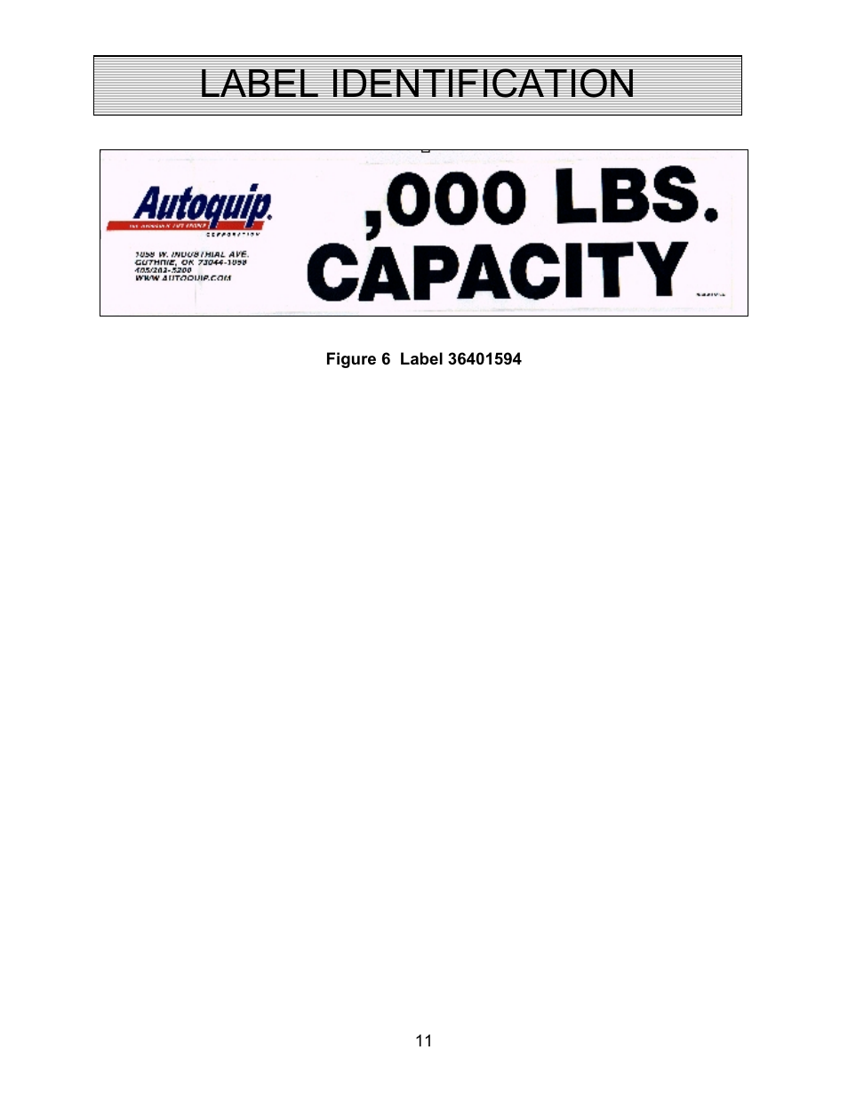 Label identification | Autoquip TRUCK LEVELER - SHALLOW PIT MOUNT User Manual | Page 11 / 53