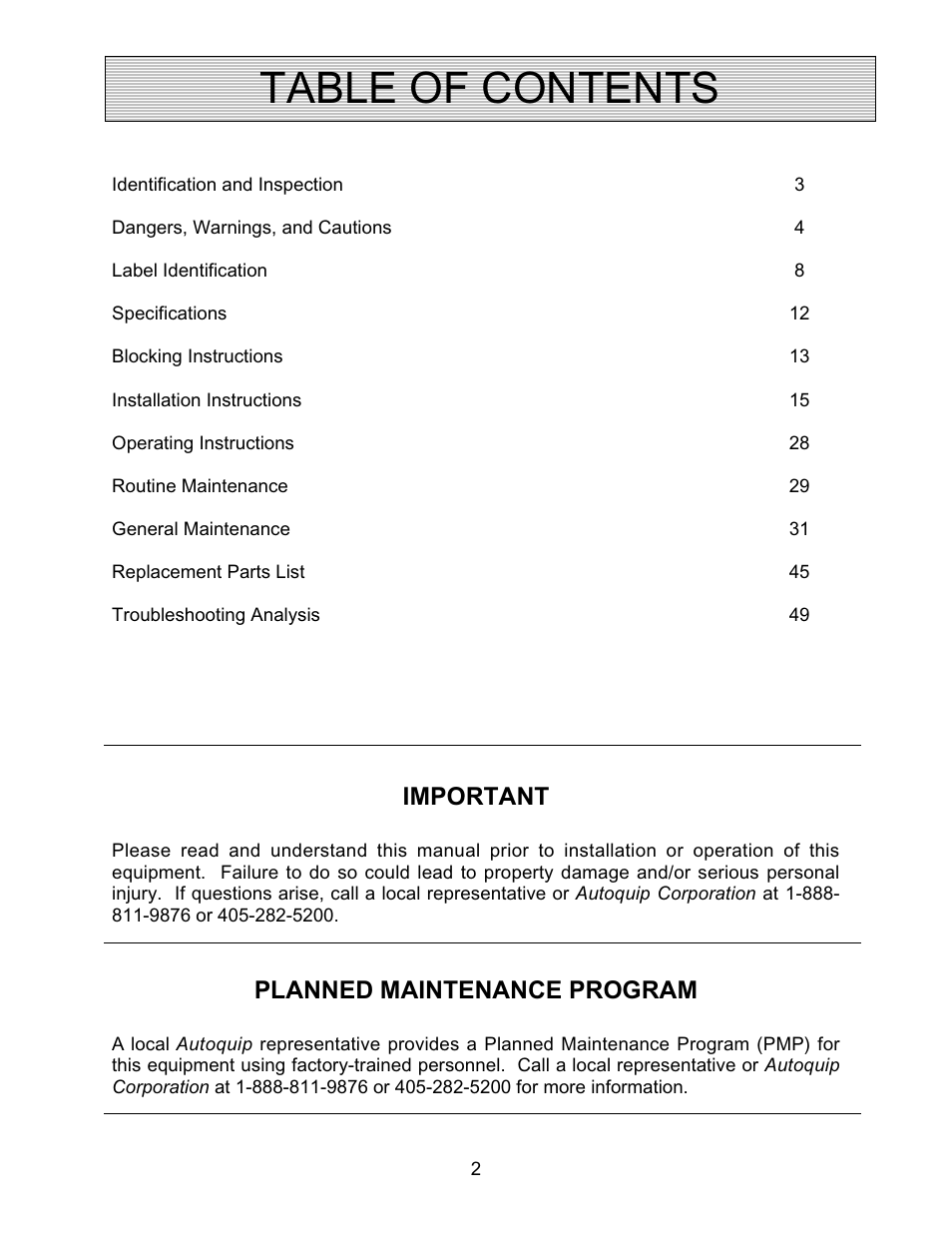 Autoquip TRUCK LEVELER - SHALLOW PIT MOUNT User Manual | Page 2 / 53