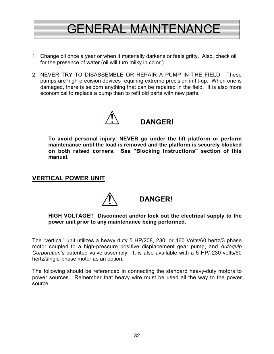 General maintenance | Autoquip TRUCK LEVELER - SHALLOW PIT MOUNT User Manual | Page 32 / 53