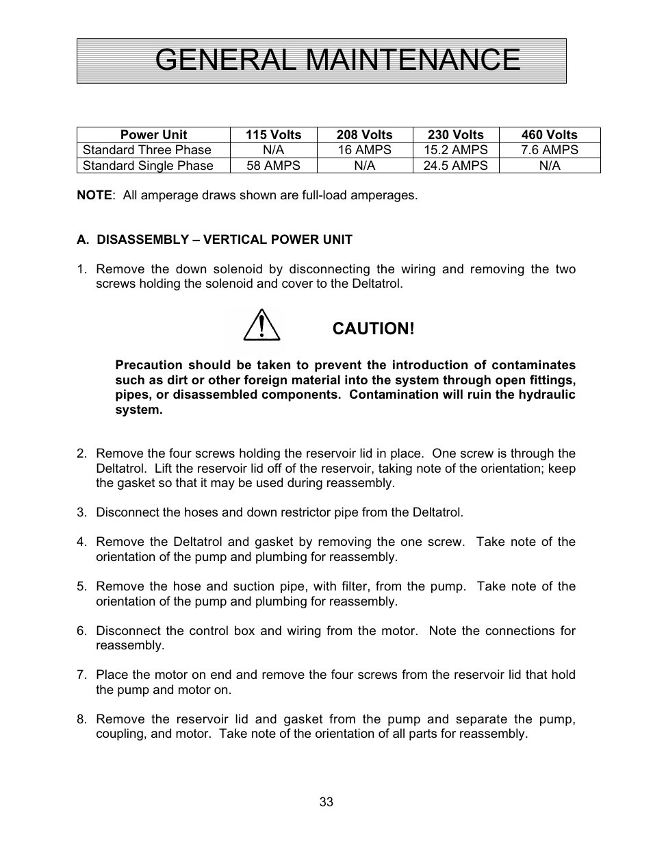 General maintenance, Caution | Autoquip TRUCK LEVELER - SHALLOW PIT MOUNT User Manual | Page 33 / 53