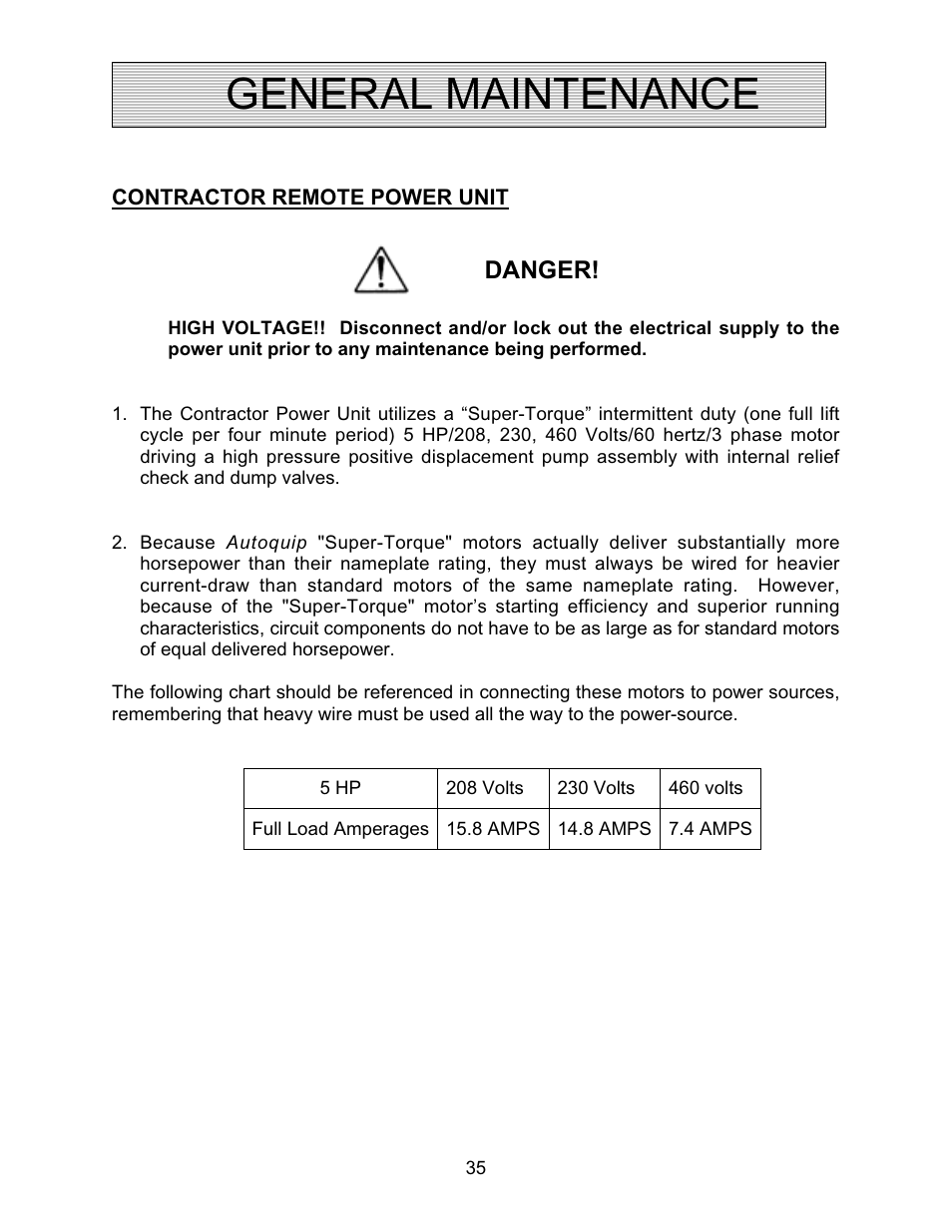 General maintenance, Danger | Autoquip TRUCK LEVELER - SHALLOW PIT MOUNT User Manual | Page 35 / 53