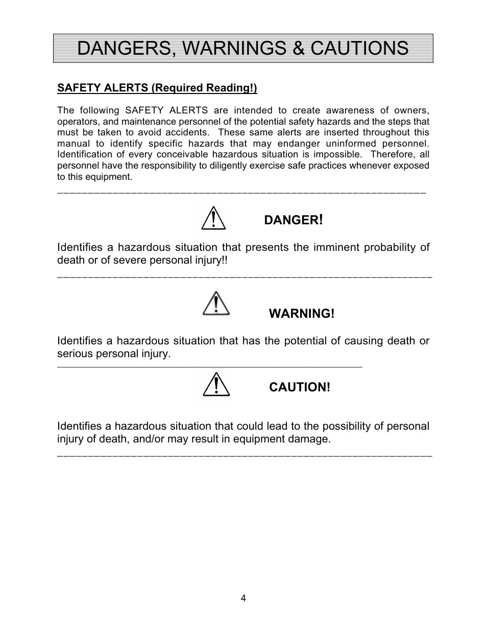 Dangers, warnings & cautions | Autoquip TRUCK LEVELER - SHALLOW PIT MOUNT User Manual | Page 4 / 53