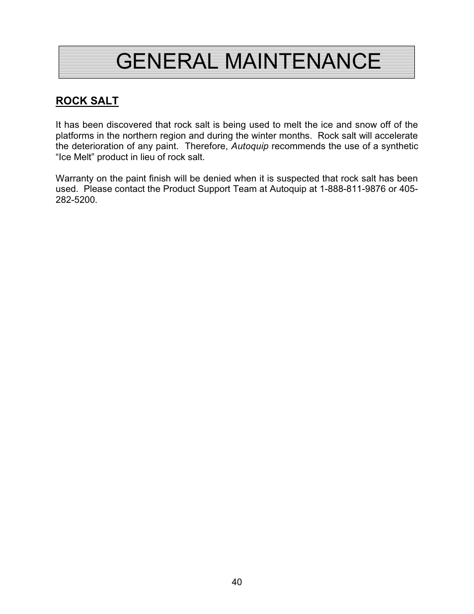 General maintenance | Autoquip TRUCK LEVELER - SHALLOW PIT MOUNT User Manual | Page 40 / 53