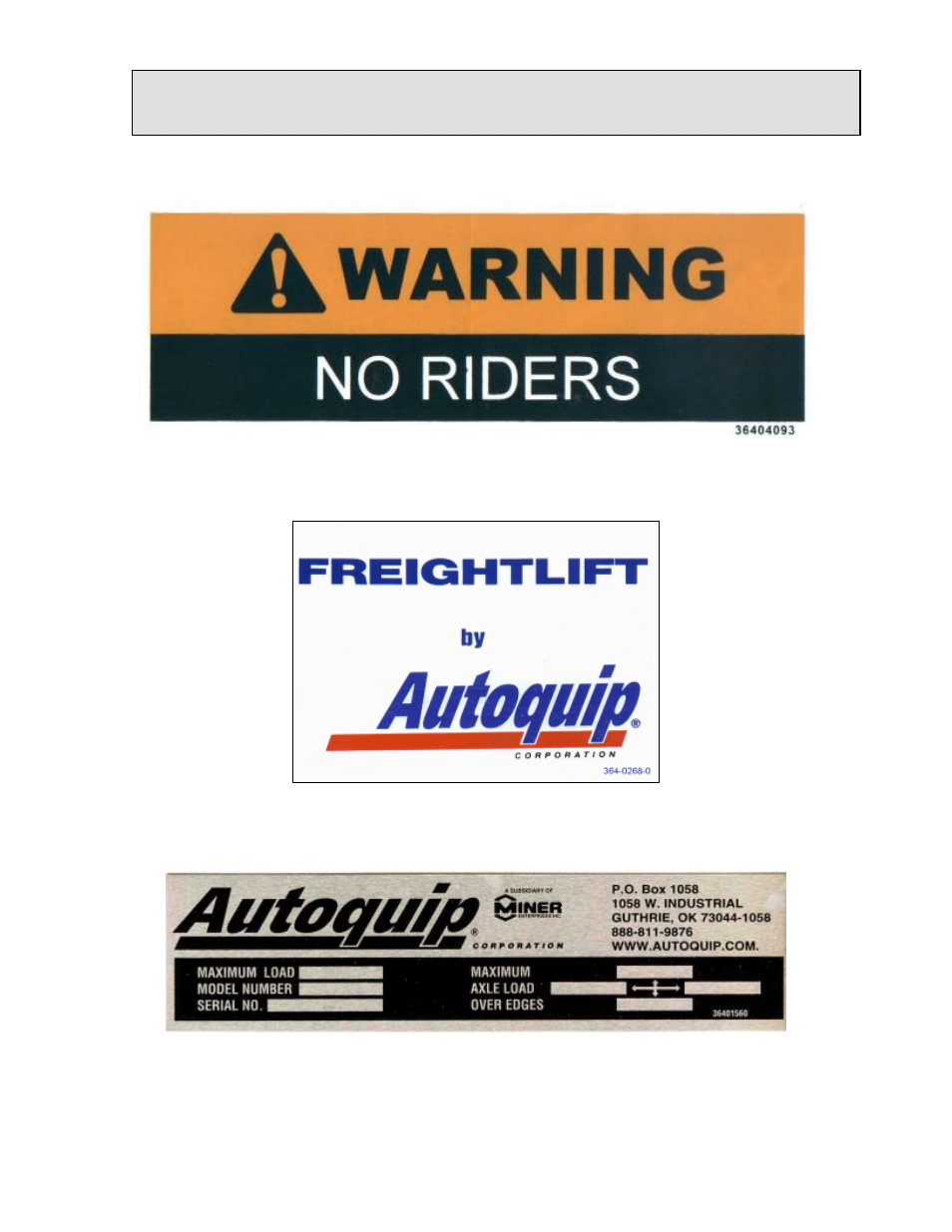 Label identification | Autoquip FREIGHTLIFT FLM User Manual | Page 16 / 96
