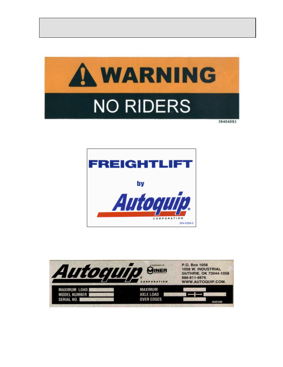Label identification | Autoquip FREIGHTLIFT FLMC User Manual | Page 16 / 96