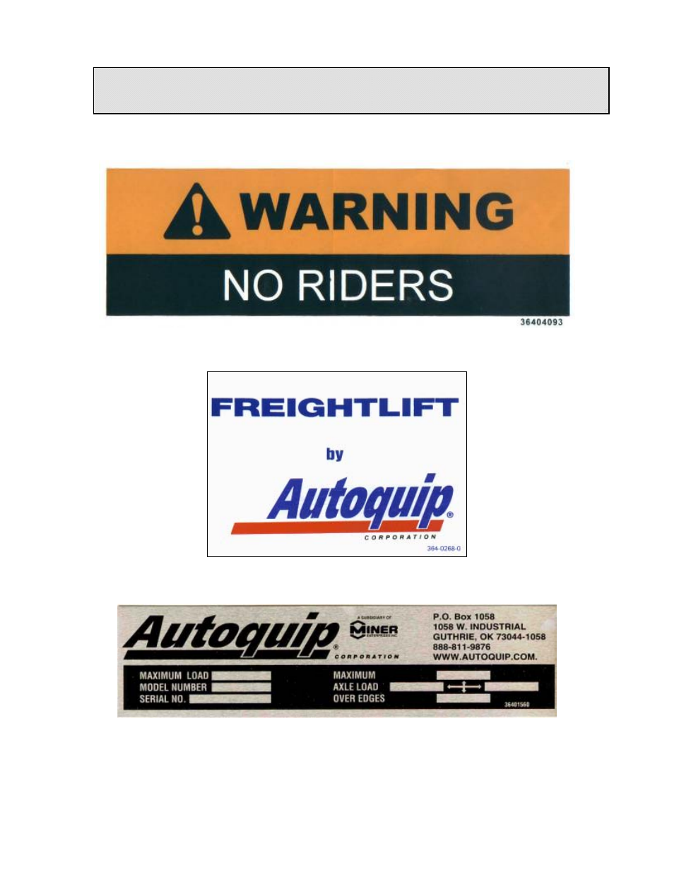 Label identification | Autoquip FREIGHTLIFT FL4M User Manual | Page 16 / 101