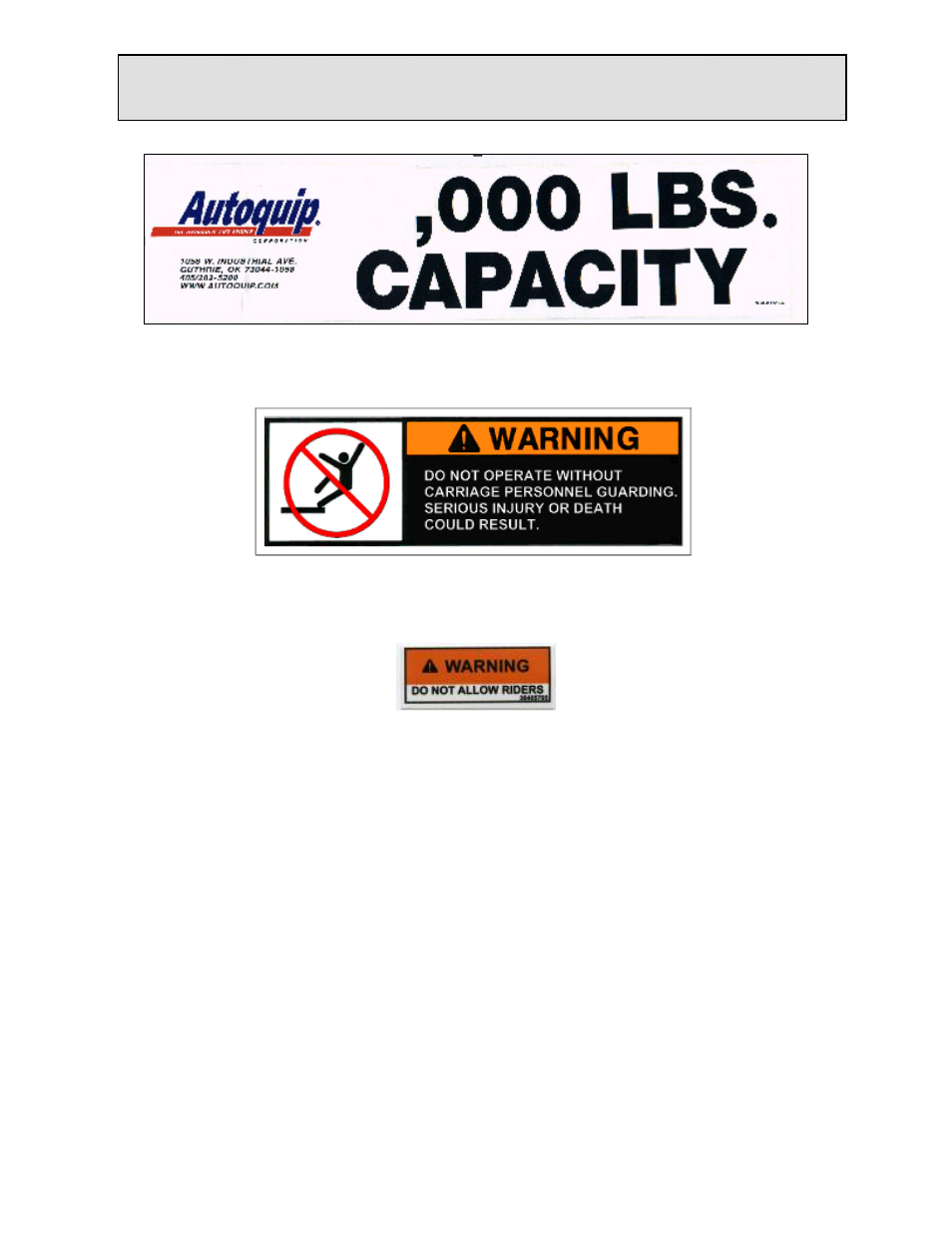 Label identification | Autoquip FREIGHTLIFT FLH User Manual | Page 20 / 103