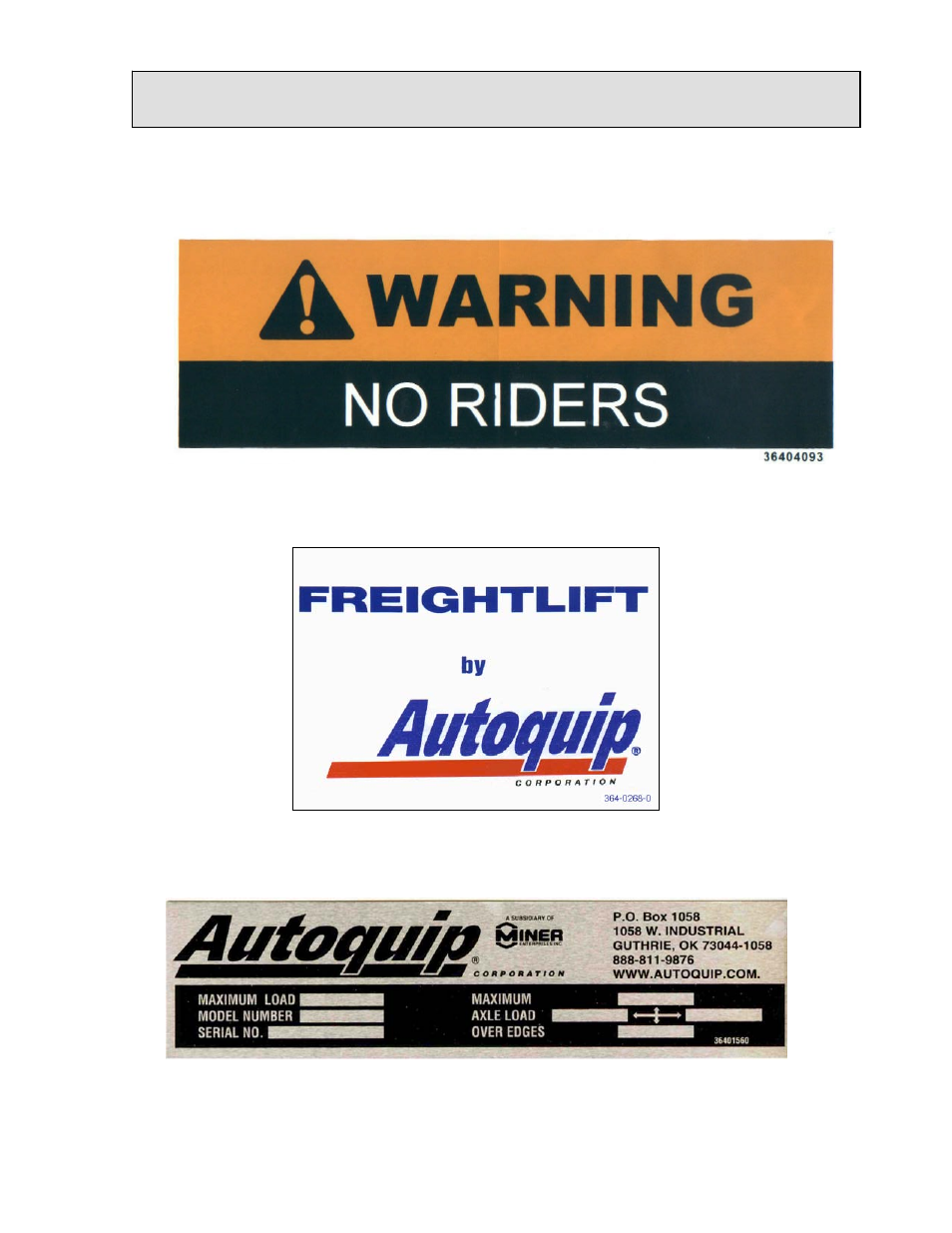 Label identification | Autoquip FREIGHTLIFT FLT User Manual | Page 17 / 77