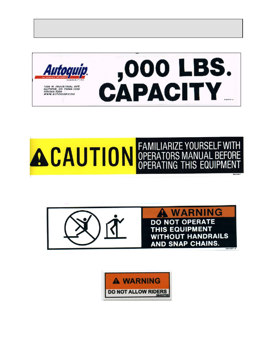 Label identification | Autoquip FREIGHTLIFT FLHC User Manual | Page 20 / 103