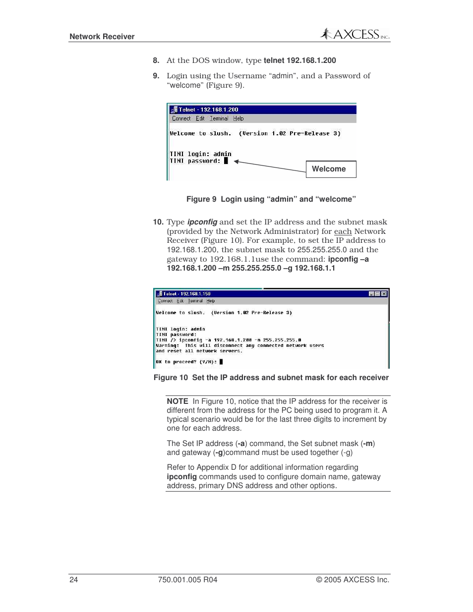 Axcess Network Receiver Installation Guide User Manual | Page 24 / 63