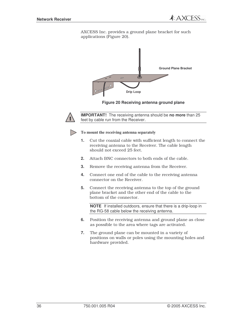 Axcess Network Receiver Installation Guide User Manual | Page 36 / 63