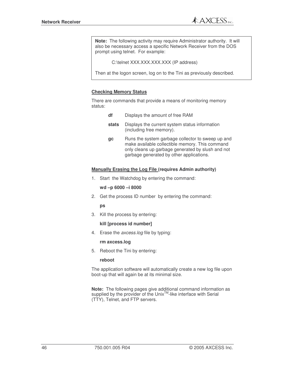 Axcess Network Receiver Installation Guide User Manual | Page 46 / 63