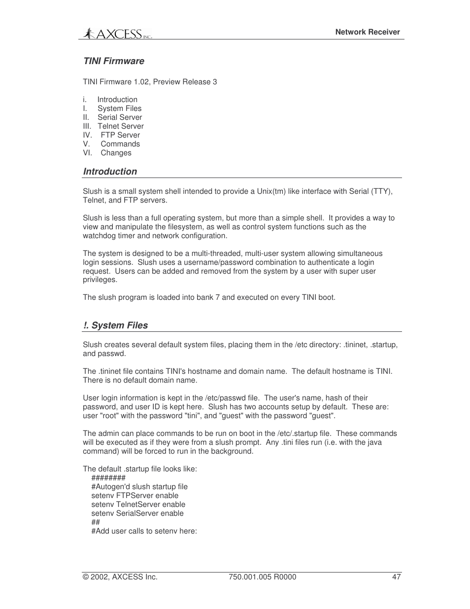 Axcess Network Receiver Installation Guide User Manual | Page 47 / 63
