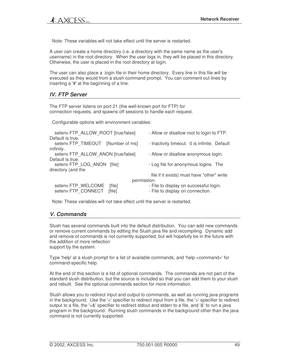 Axcess Network Receiver Installation Guide User Manual | Page 49 / 63