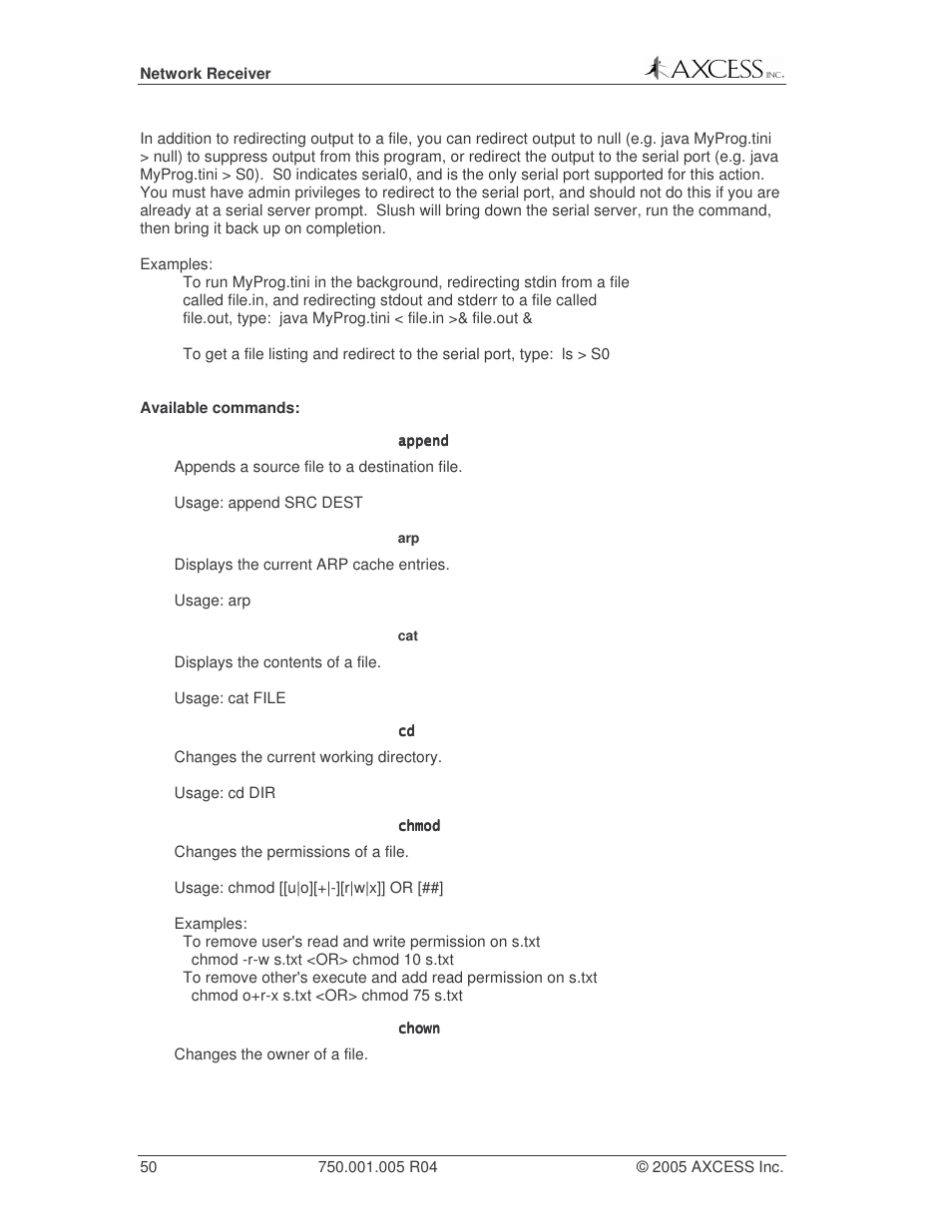 Axcess Network Receiver Installation Guide User Manual | Page 50 / 63