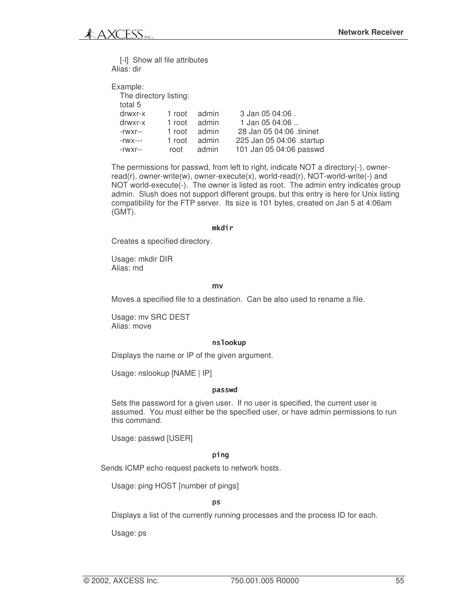 Axcess Network Receiver Installation Guide User Manual | Page 55 / 63