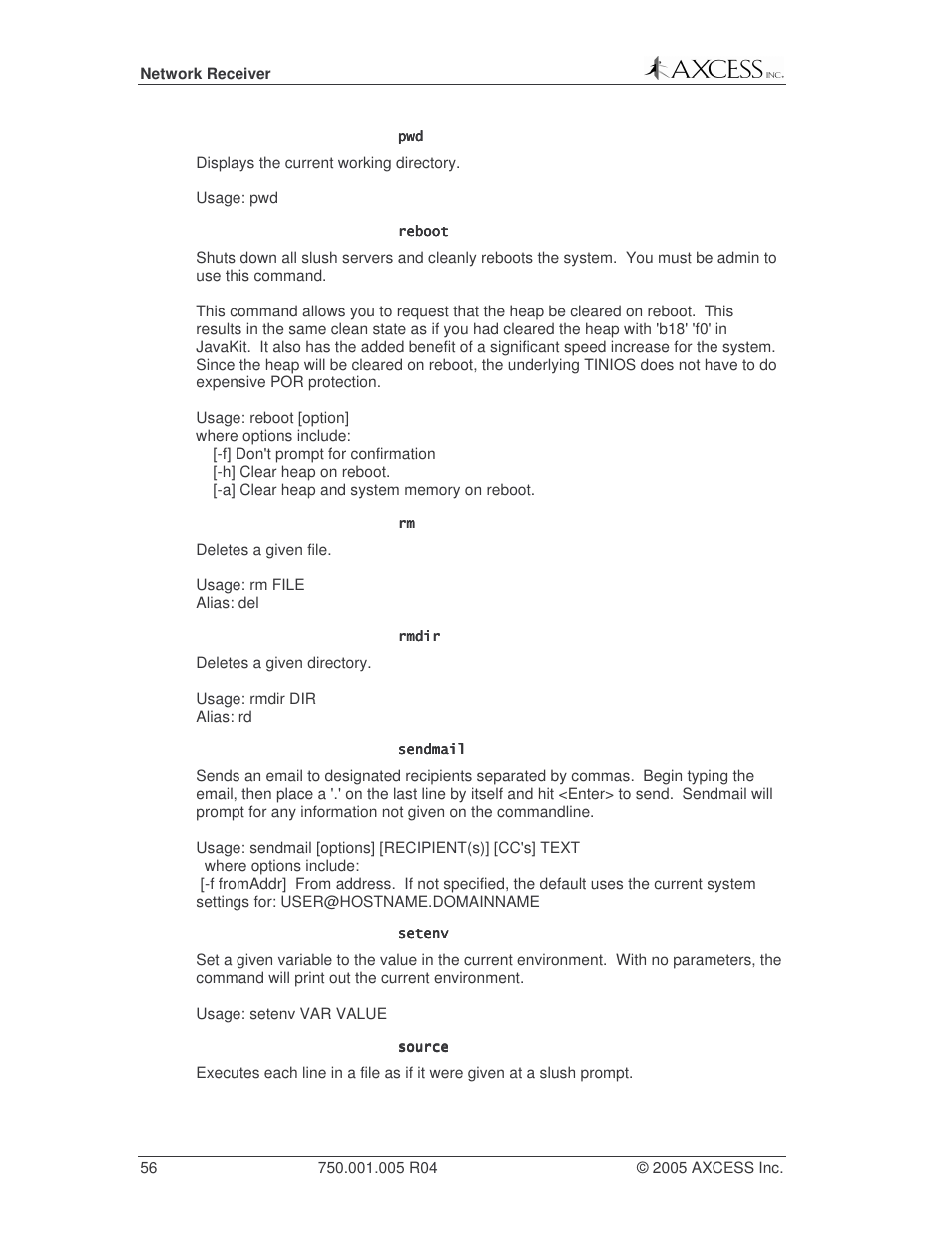 Axcess Network Receiver Installation Guide User Manual | Page 56 / 63