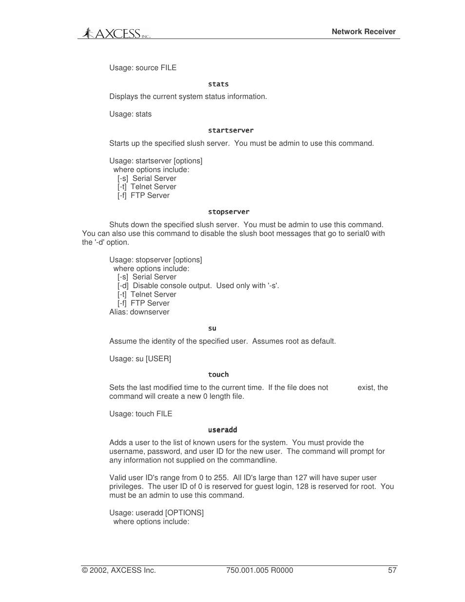 Axcess Network Receiver Installation Guide User Manual | Page 57 / 63