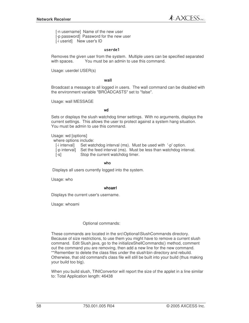 Axcess Network Receiver Installation Guide User Manual | Page 58 / 63