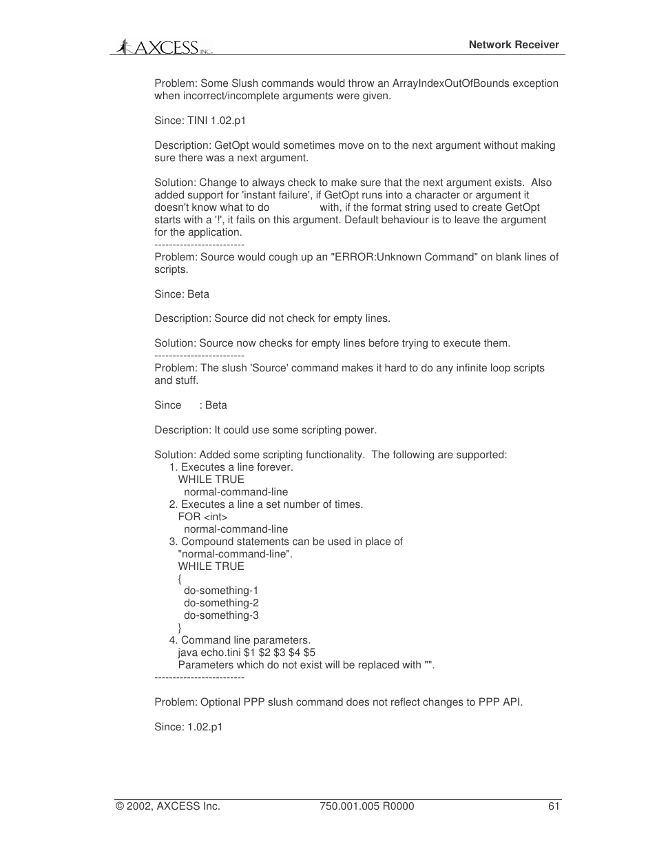 Axcess Network Receiver Installation Guide User Manual | Page 61 / 63