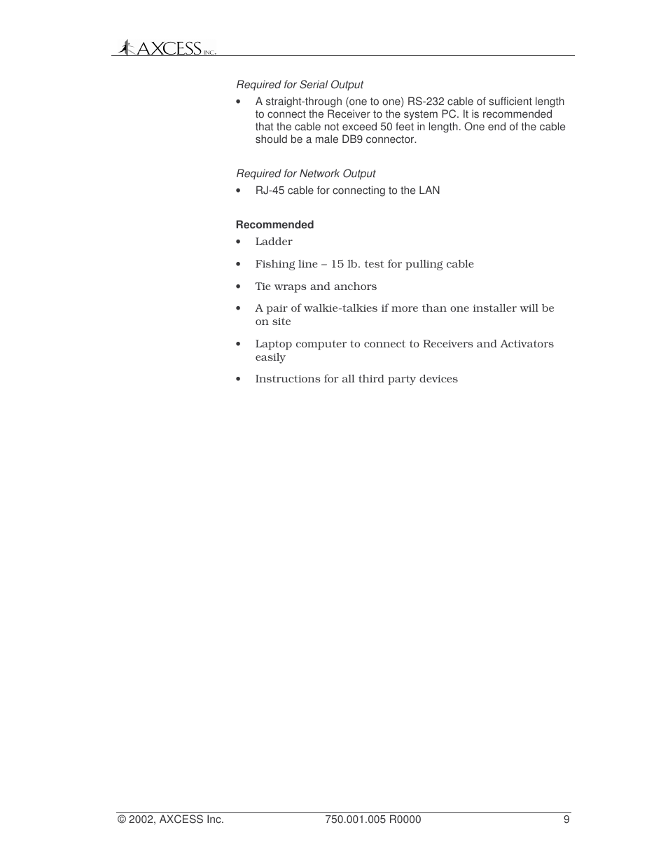 Axcess Network Receiver Installation Guide User Manual | Page 9 / 63