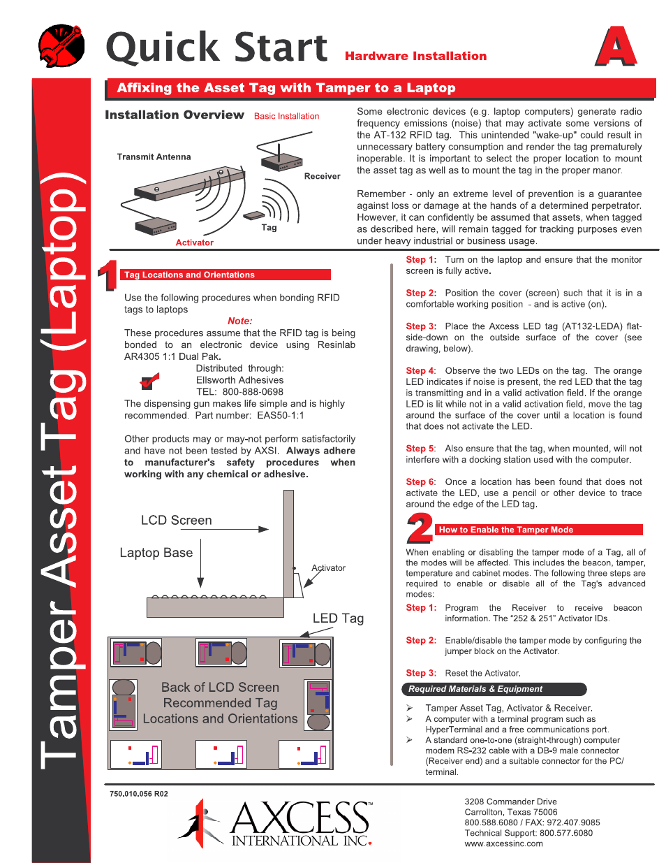 Axcess Affixing the Tamper Asset Tag Quick Start User Manual | 3 pages