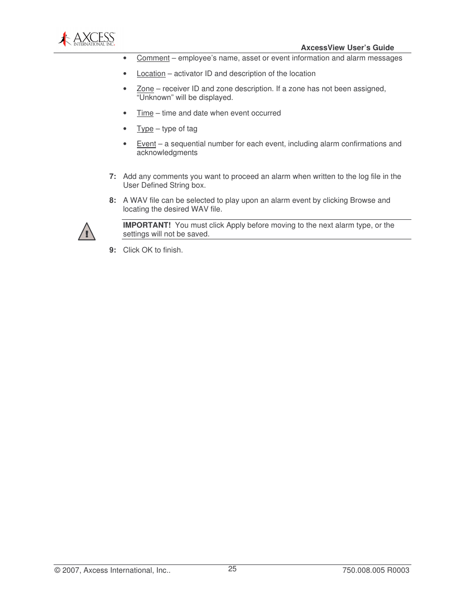 Axcess AxcessView User Guide User Manual | Page 25 / 35