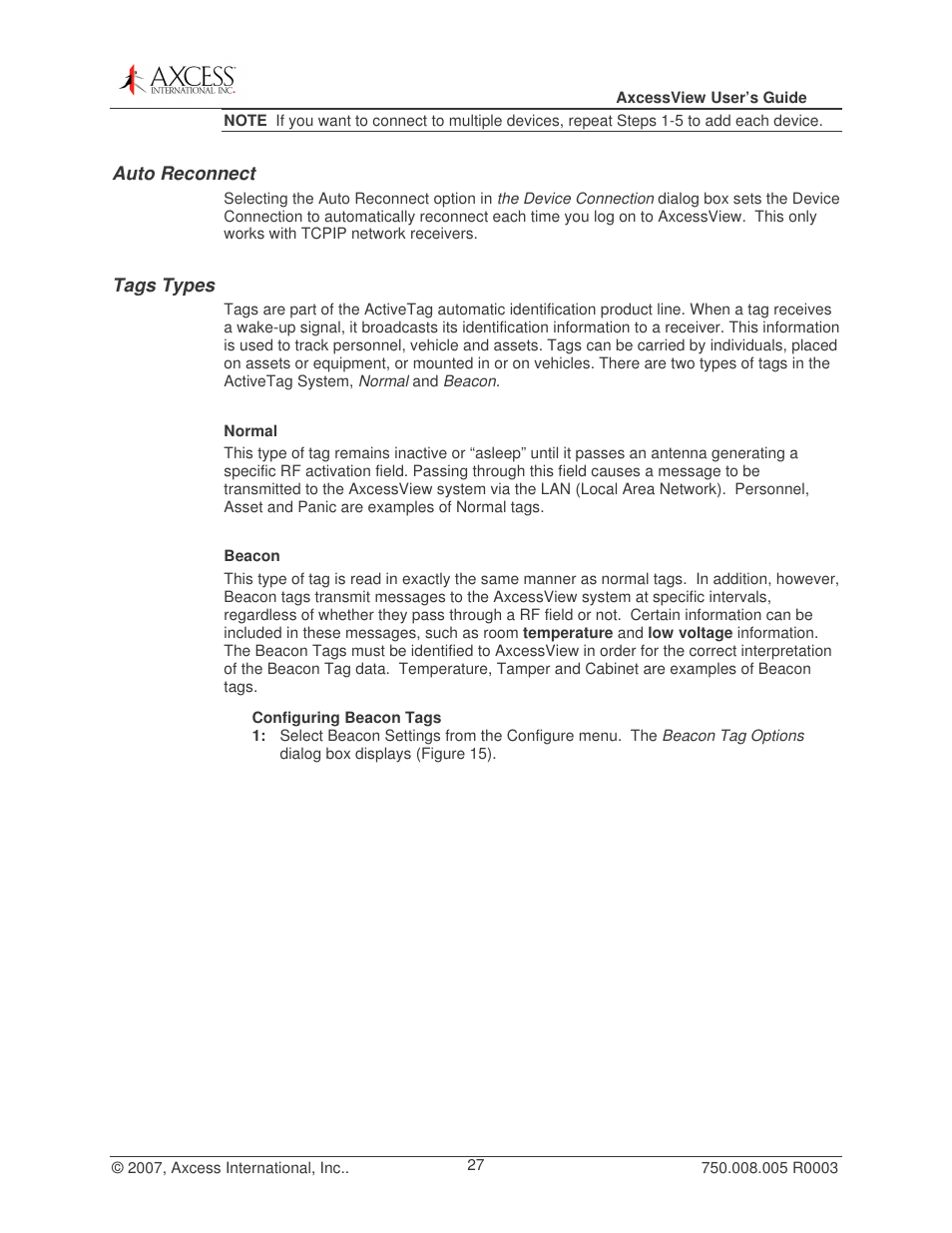Axcess AxcessView User Guide User Manual | Page 27 / 35