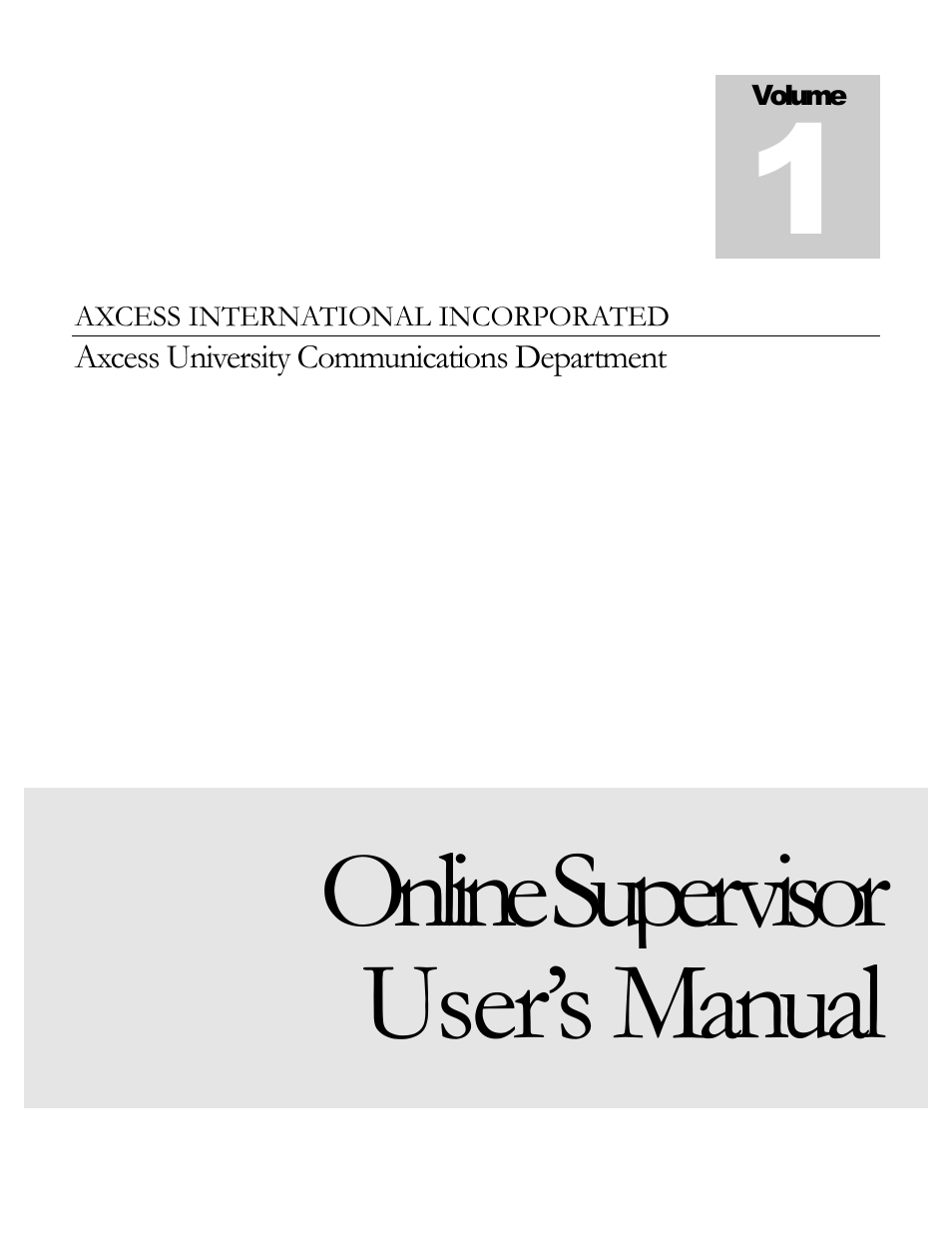 Axcess e/OLS User Manual User Manual | 28 pages
