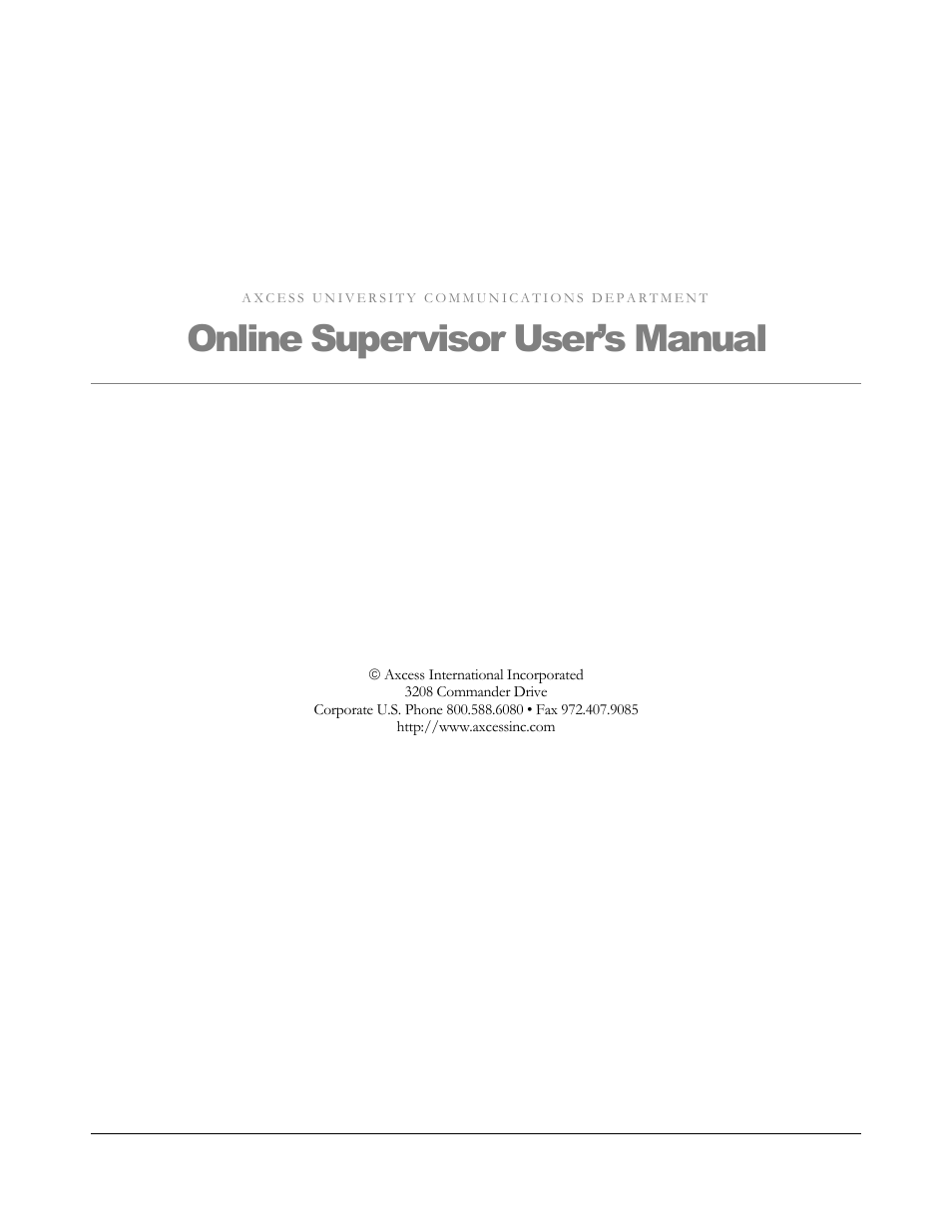 Online supervisor user’s manual | Axcess e/OLS User Manual User Manual | Page 2 / 28