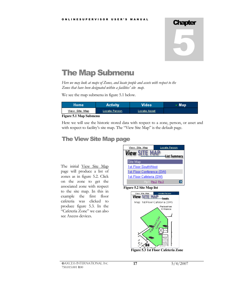 The map submenu | Axcess e/OLS User Manual User Manual | Page 20 / 28