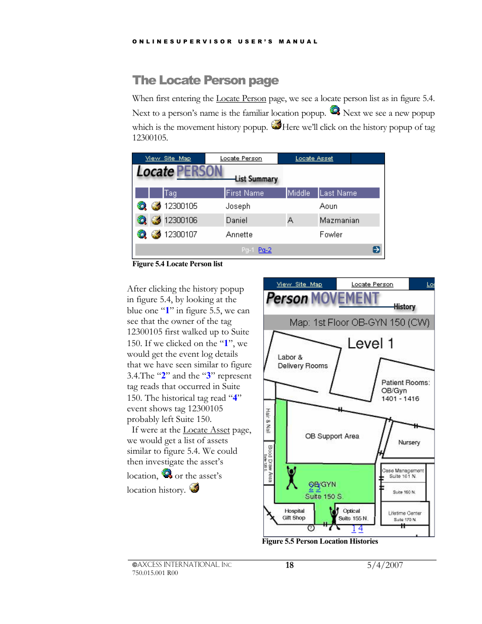 The locate person page | Axcess e/OLS User Manual User Manual | Page 21 / 28