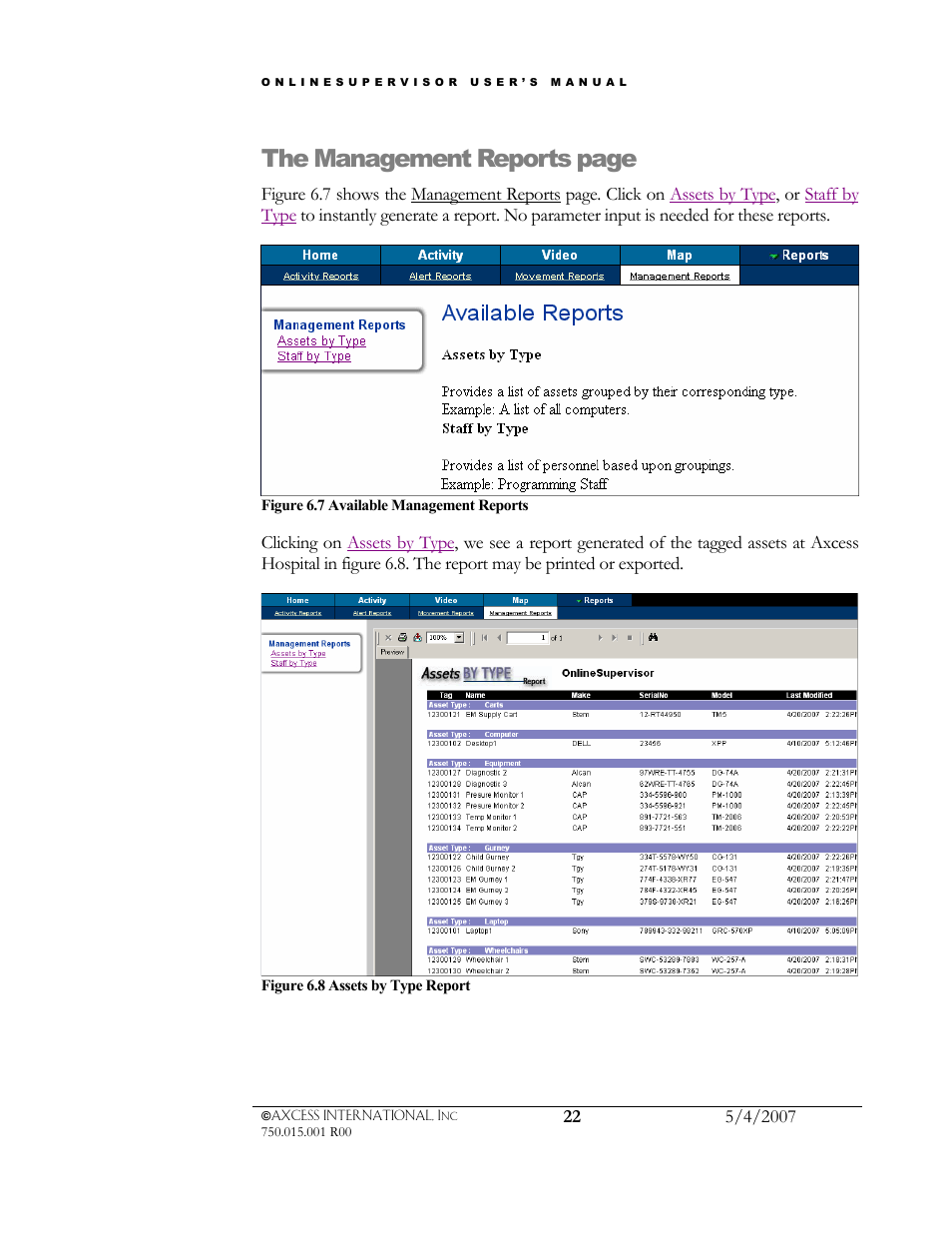 The management reports page | Axcess e/OLS User Manual User Manual | Page 25 / 28