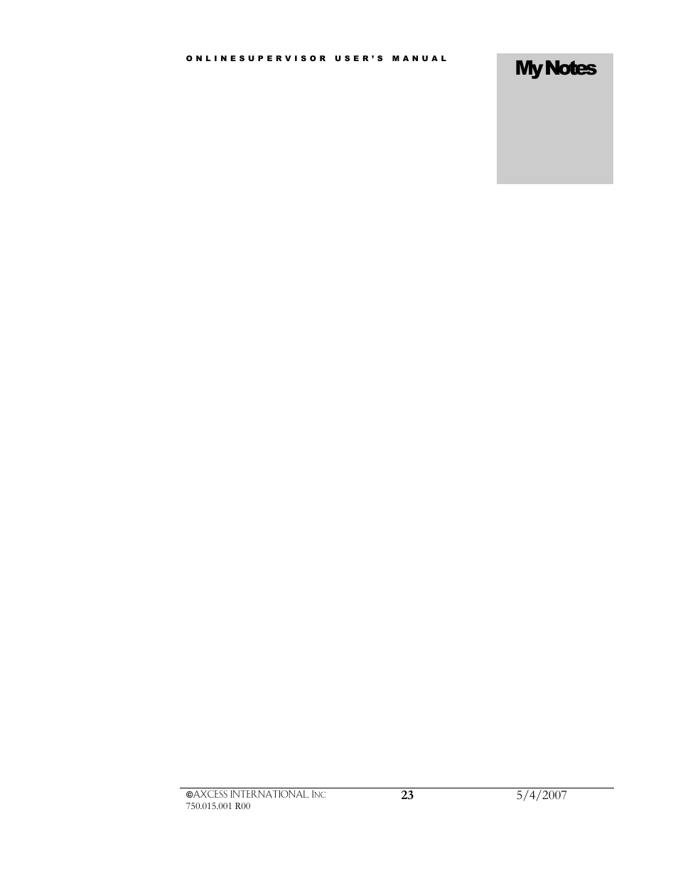 Axcess e/OLS User Manual User Manual | Page 26 / 28